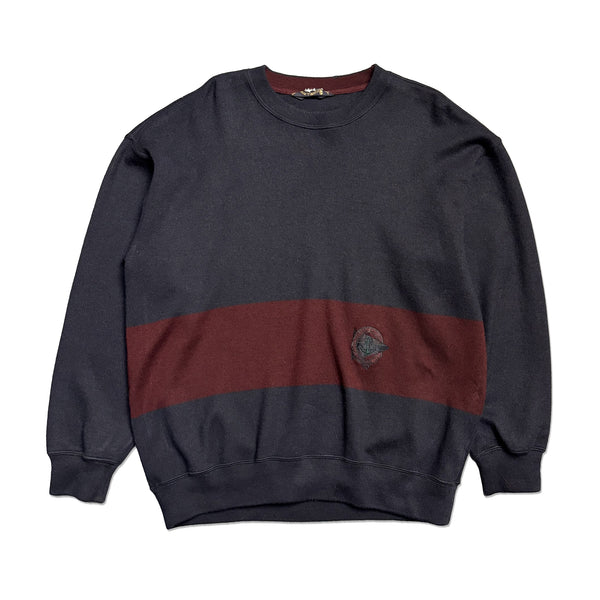 Vintage Paul & Shark Yachting Embroidered Branding Striped Crewneck Sweatshirt circa 1990's