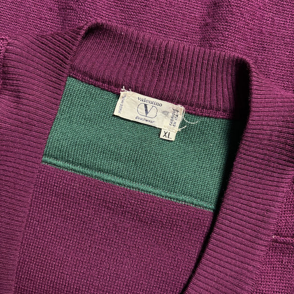 Valentino Beachwear Purple Knit Cardigan circa 1980's