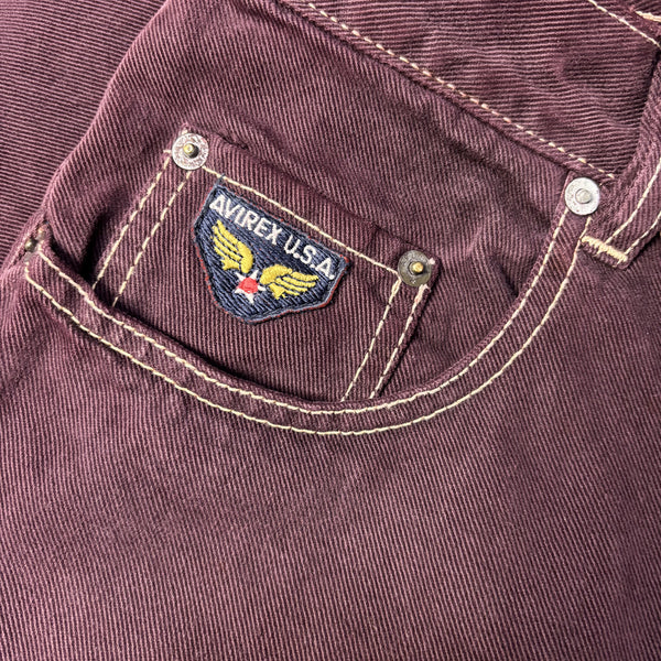 Vintage Avirex U.S.A. Blue Baggy Burgundy Jeans circa 1990's