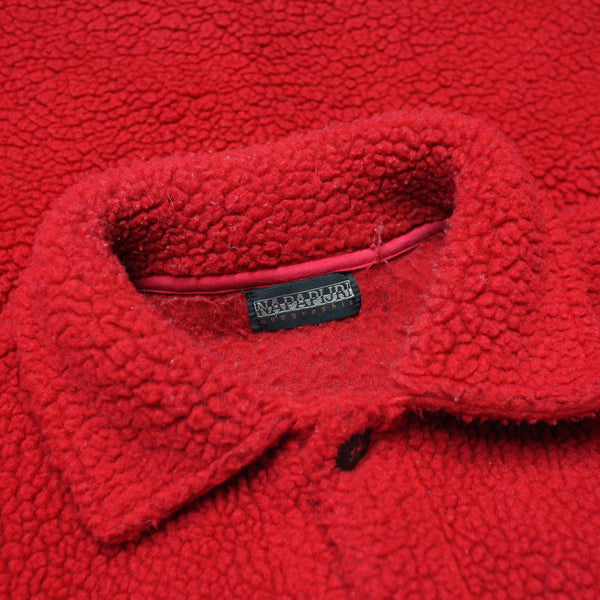 Napapijri Red Full Button Sherpa Fleece circa 1990's