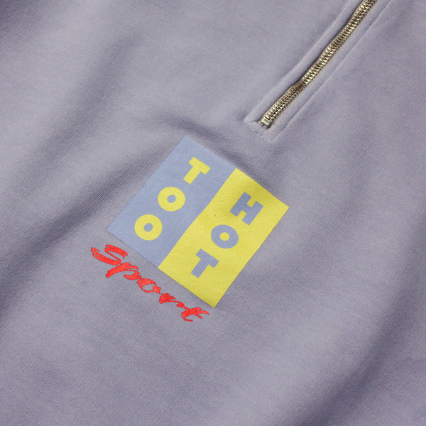 TOO HOT Stripes Lilac Garment Dyed 1/2 Zip Sweatshirt