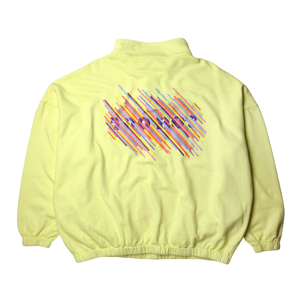 TOO HOT Stripes Yellow Garment Dyed 1/2 Zip Sweatshirt