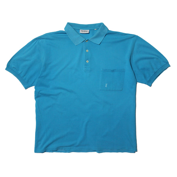 Yves Saint Laurent YSL Pour Homme Blue Polo Shirt circa 1980's